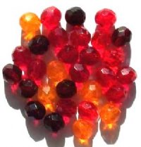 25 8mm Faceted Red Mix